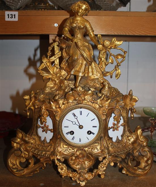 French gilt mantel clock